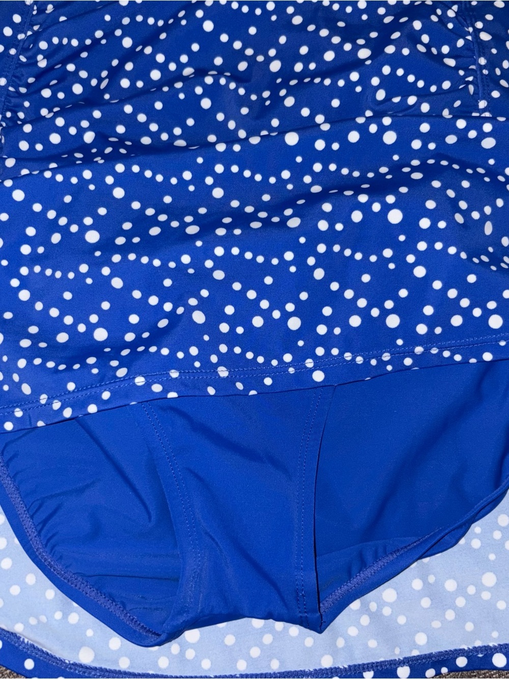 Jantzen Polka Dot One Piece Swimsuit Sz 10 Classic Fit Blue White Beach Resort - Picture 8 of 8